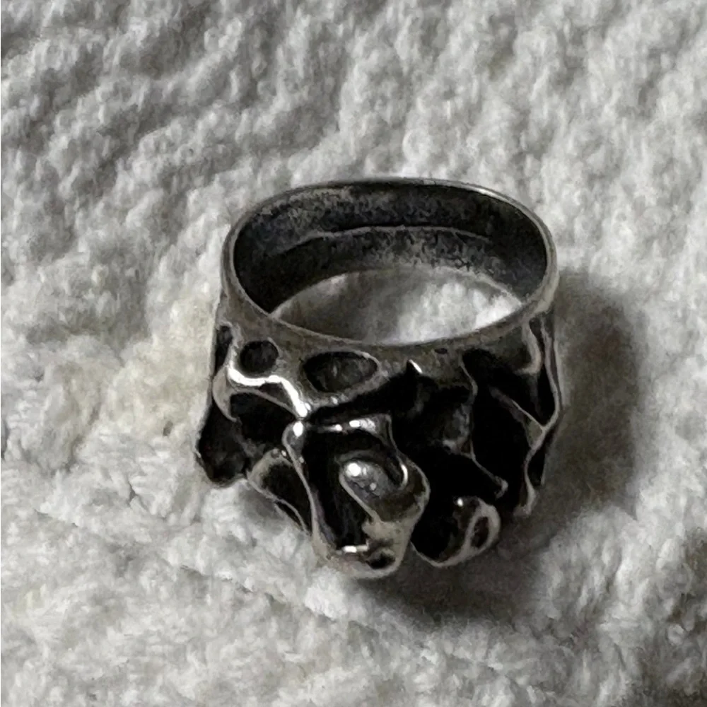 Brutalist Oxidized Silver 3D Abstract One of a Kind Ring size 8